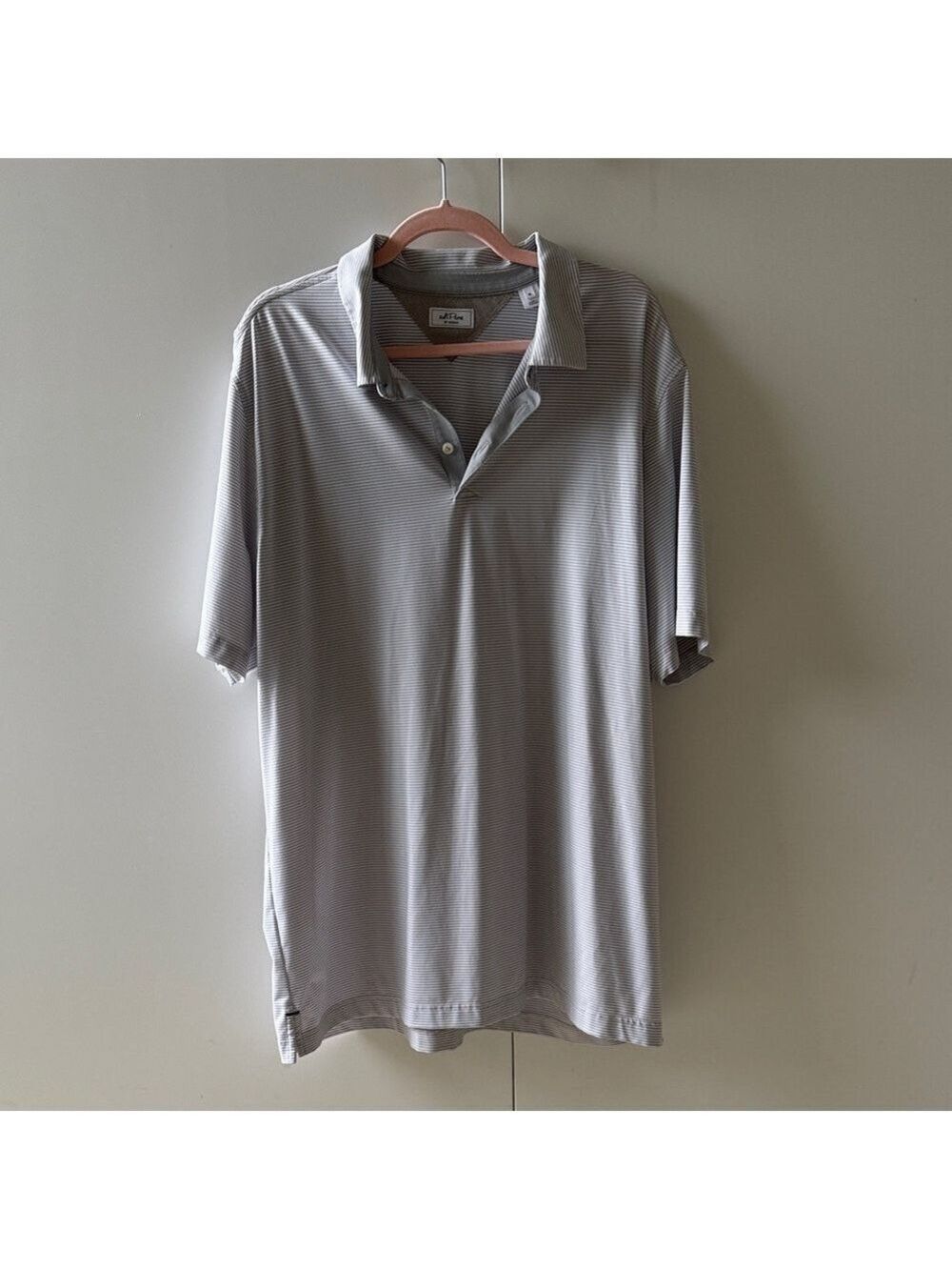 Adidas AdiPure Light Gray striped Polo Shirt XL